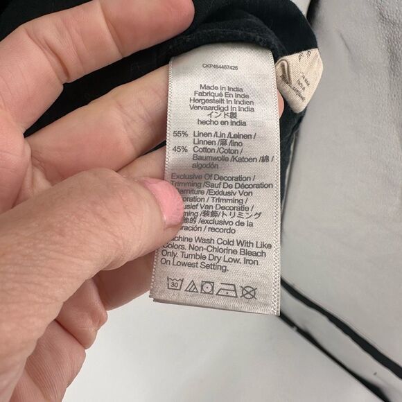 Madewell Linen-Cotton Puff-Sleeve Button Down Mini Dress Black Size 12 - Picture 8 of 12